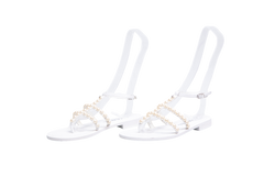 CHANEL THONG SANDALS GOATSKIN PEARL WHITE - 36 1/2 BR