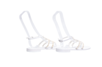 CHANEL THONG SANDALS GOATSKIN PEARL WHITE - 36 1/2 BR