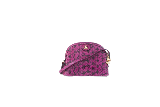 GUCCI OPIHIDIA SMALL GENUINE SNAKESKIN FUCHSIA