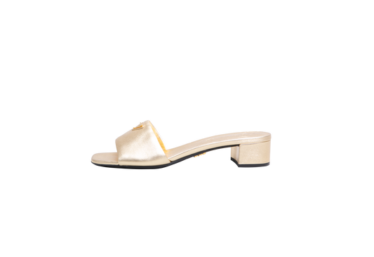 PRADA SAFFIANO PATENT LEATHER SANDAL PYRITE - 36,5 BR