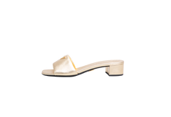 PRADA SAFFIANO PATENT LEATHER SANDAL PYRITE - 36,5 BR