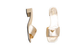 PRADA SAFFIANO PATENT LEATHER SANDAL PYRITE - 36,5 BR