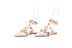 VALENTINO ROMAN STUD BALLET FLAT ROSE CANNELLE - 36,5 BR
