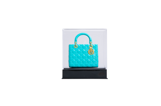 DIOR LADY MINI AZUL TIFFANY VERNIZ FERRAGENS GOLD
