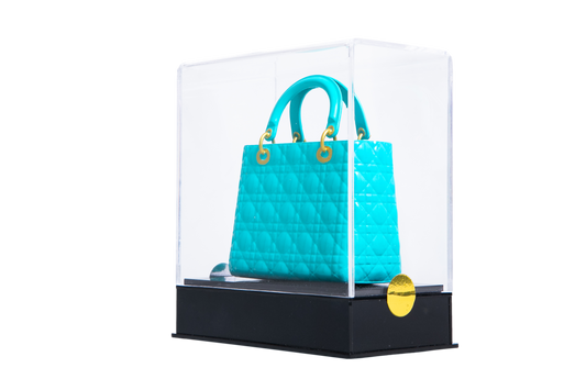 DIOR LADY MINI AZUL TIFFANY VERNIZ FERRAGENS GOLD
