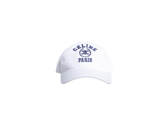 CELINE UNIVERSITY BASEBALL CAP IN GABARDINE COTTON WASHED WHITE NAVY