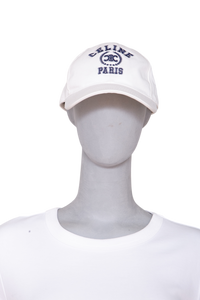 CELINE UNIVERSITY BASEBALL CAP IN GABARDINE COTTON WASHED WHITE NAVY