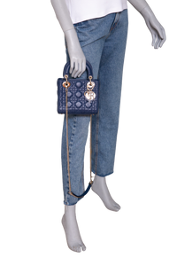 DIOR LADY DIOR MINI LAMBSKIN OCEAN BLUE