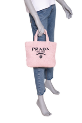 PRADA SMALL CROCHETED TOTE BAG PINK LIGHT PINK