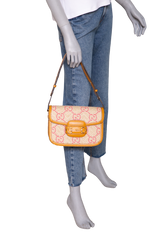 GUCCI HORSEBIT 1955 MEDIUM RAFFIA DARK YELLOW/PINK