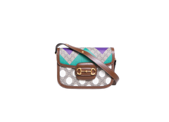 GUCCI HORSEBIT 1955 MEDIUM GG MONOGRAM WITH GEOMETRIC PRINT E POLKA DOT BROWN