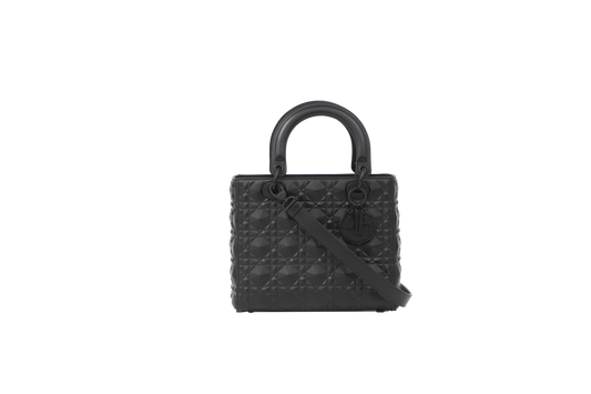 DIOR LADY MEDIUM DIAMOND CANNAGE ALL BLACK