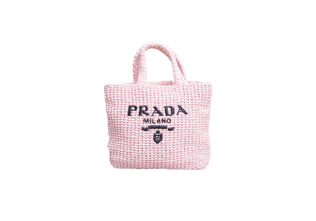 PRADA SMALL CROCHETED TOTE BAG PINK LIGHT PINK