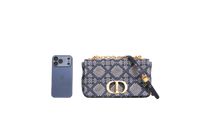 DIOR CARO MEDIUM TWEED NAVY/BEIGE