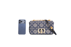 DIOR CARO MEDIUM TWEED NAVY/BEIGE