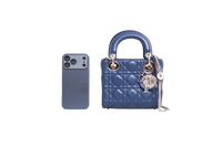 DIOR LADY DIOR MINI LAMBSKIN OCEAN BLUE