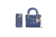 DIOR LADY DIOR MINI LAMBSKIN OCEAN BLUE