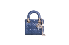 DIOR LADY DIOR MINI LAMBSKIN OCEAN BLUE