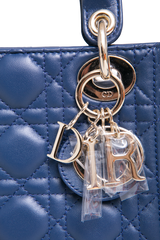 DIOR LADY DIOR MINI LAMBSKIN OCEAN BLUE