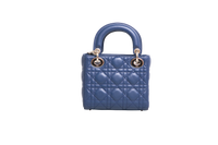 DIOR LADY DIOR MINI LAMBSKIN OCEAN BLUE
