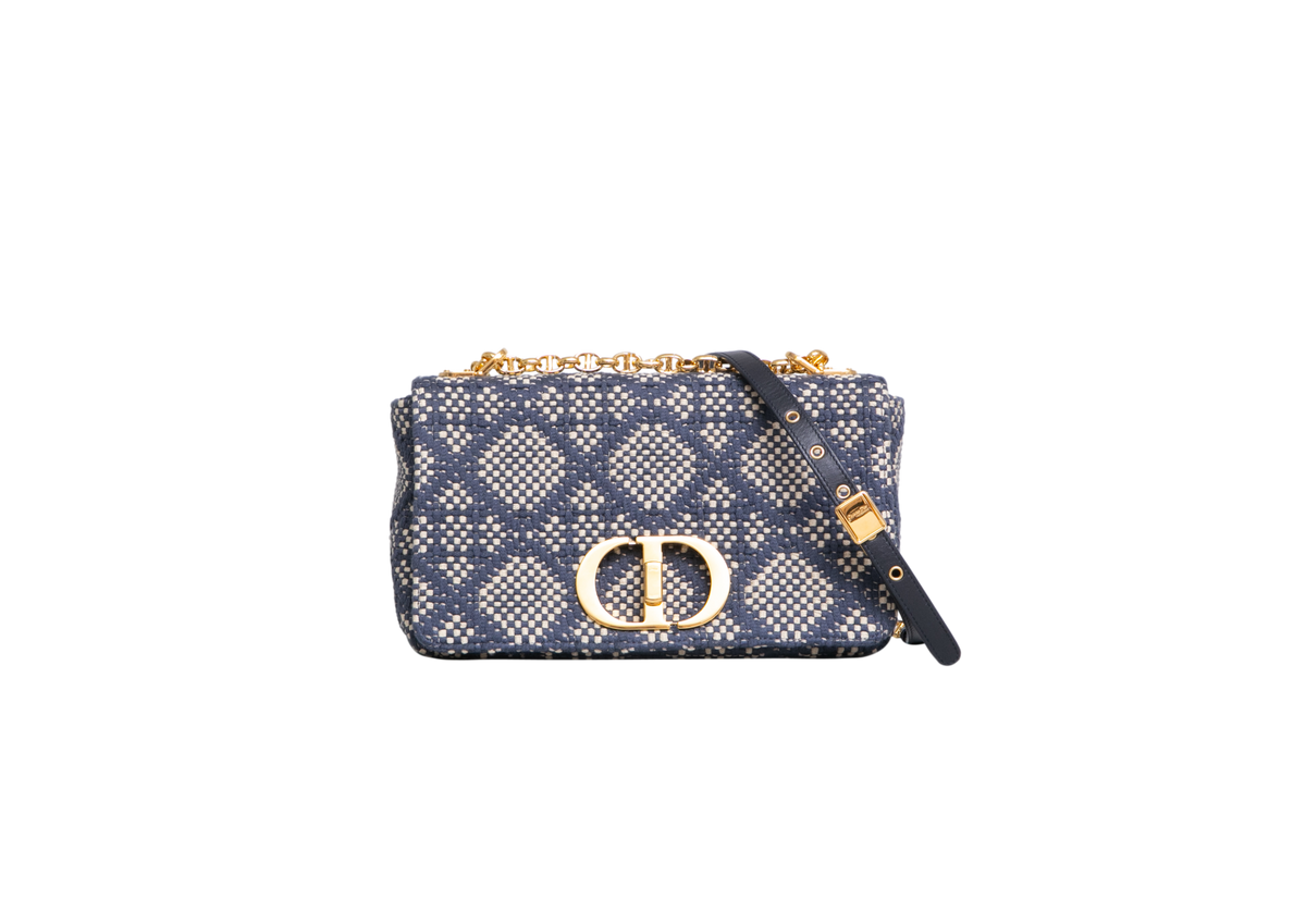 DIOR CARO MEDIUM TWEED NAVY/BEIGE
