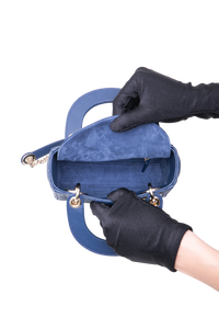 DIOR LADY DIOR MINI LAMBSKIN OCEAN BLUE