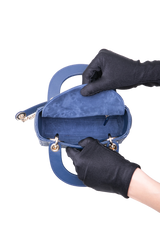 DIOR LADY DIOR MINI LAMBSKIN OCEAN BLUE