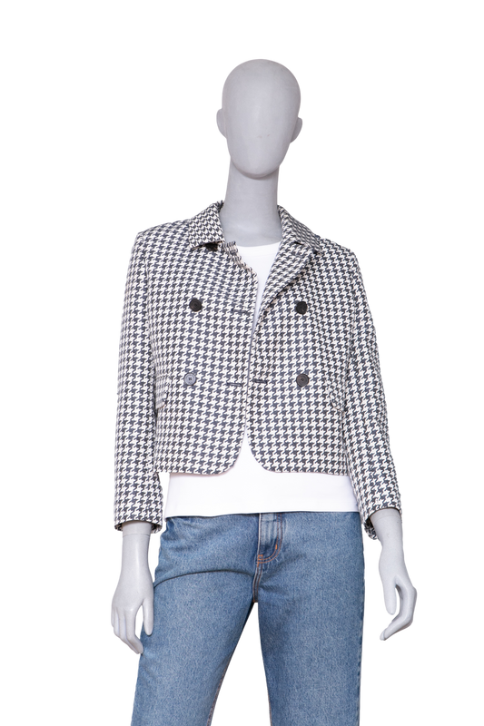 DIOR BLAZER GEOMETRIC PIED DE POULE WHITE E NAVY