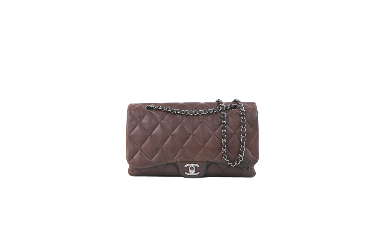 CHANEL CLASSIC SF MEDIUM LAMBSKIN BROWN