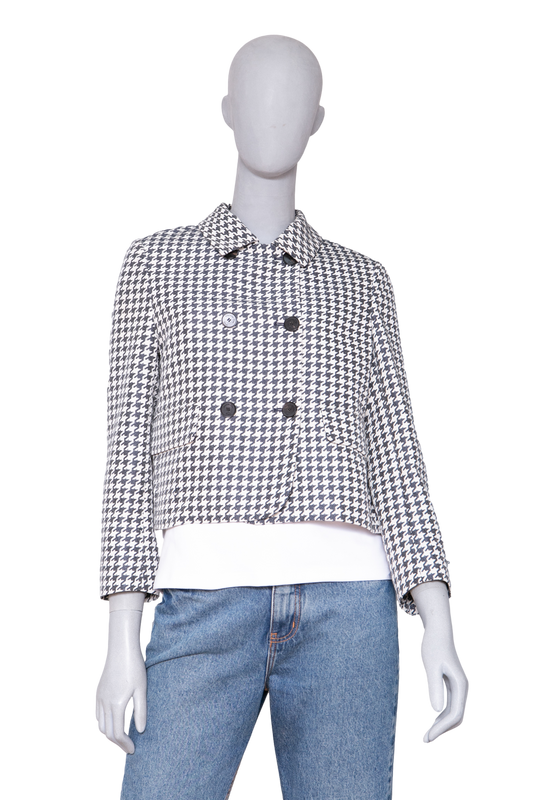 DIOR BLAZER GEOMETRIC PIED DE POULE WHITE E NAVY