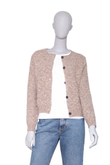 MIU MIU CARDIGAN WOOL LEATHER BEIGE