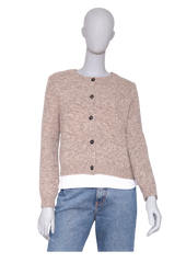 MIU MIU CARDIGAN WOOL LEATHER BEIGE