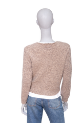 MIU MIU CARDIGAN WOOL LEATHER BEIGE