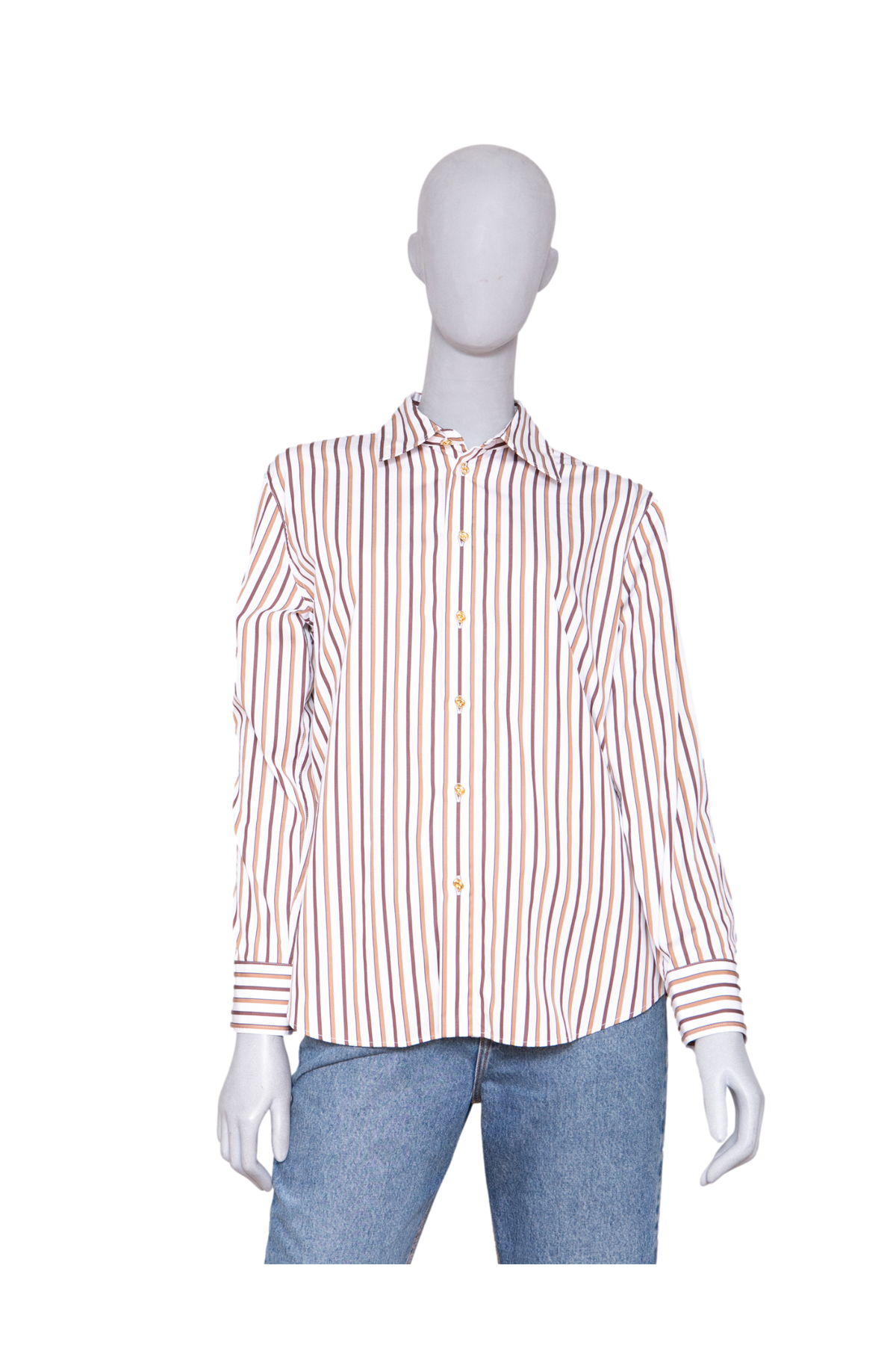 BOTTEGA STRIPED KNOT BUTTON SHIRT CHALK
