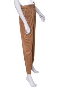 MIU MIU CORDUROY FIVE POCKET STRAIGHT LEG TROUSERS BROWN