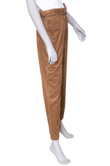 MIU MIU CORDUROY FIVE POCKET STRAIGHT LEG TROUSERS BROWN