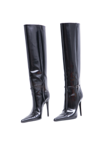 YSL BOOTS VENDOME KNEE-HIGH PATENT BLACK - 37 BR