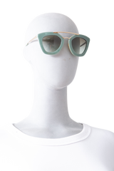PRADA CINEMA CAT EYE METAL GOLD AQUA GREEN