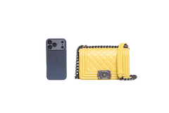 CHANEL BOY SMALL LAMBSKIN YELLOW-RUTHENIUM HDWR