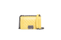 CHANEL BOY SMALL LAMBSKIN YELLOW-RUTHENIUM HDWR