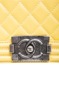 CHANEL BOY SMALL LAMBSKIN YELLOW-RUTHENIUM HDWR