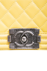 CHANEL BOY SMALL LAMBSKIN YELLOW-RUTHENIUM HDWR