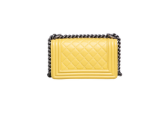 CHANEL BOY SMALL LAMBSKIN YELLOW-RUTHENIUM HDWR