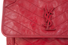 YSL NIKI MEDIUM RED CRINCKLED