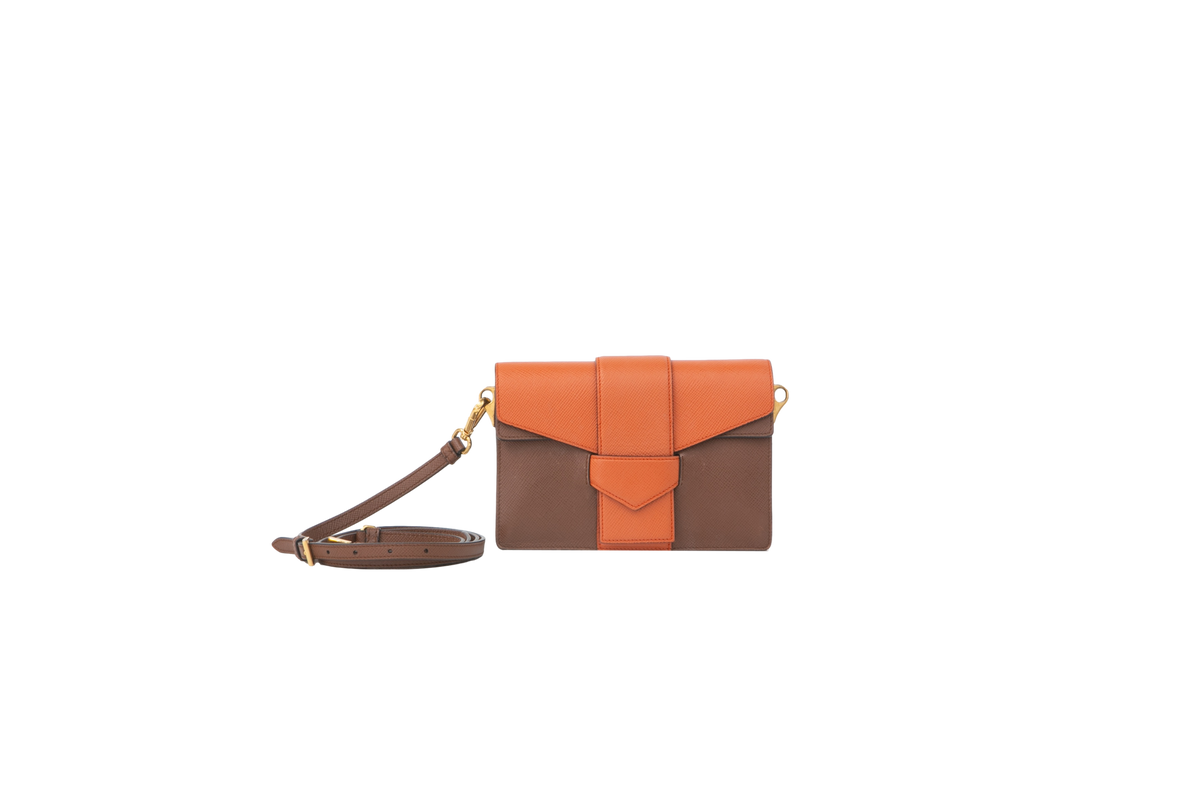 PRADA SHOULDER BAG ORANGE & BROWN