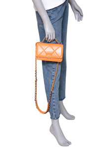 CHANEL WOC SMALL LAMBSKIN QUILTED ORANGE-TWO TONE HDWR