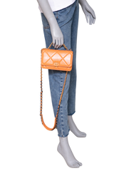 CHANEL WOC SMALL LAMBSKIN QUILTED ORANGE-TWO TONE HDWR