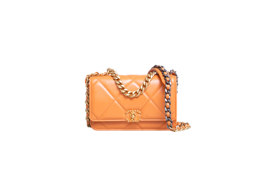 CHANEL WOC SMALL LAMBSKIN QUILTED ORANGE-TWO TONE HDWR