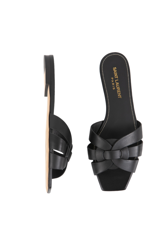 YSL SANDAL FLAT TRIBUTE BLACK - 34 BR