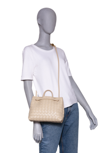 BOTTEGA ANDIAMO SMALL INTRECCIATO CREAM